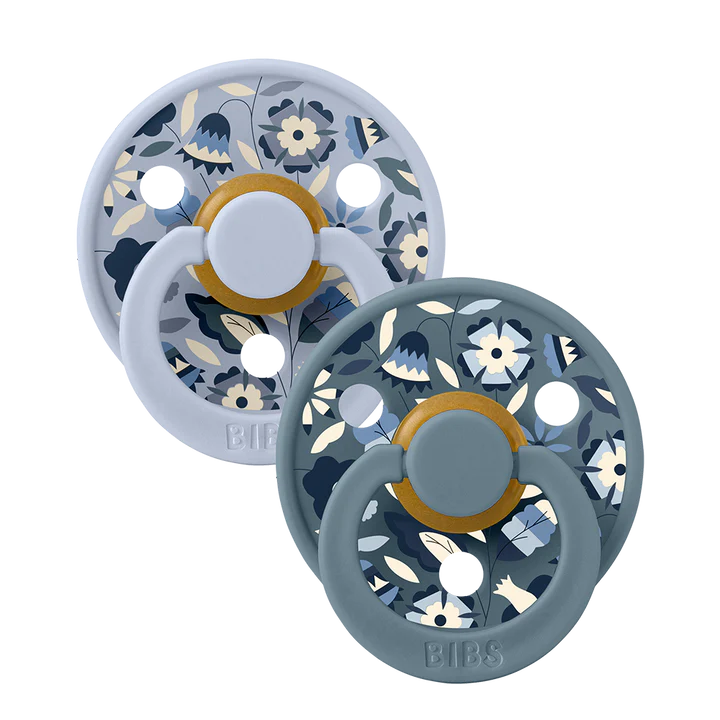 BIBS x Liberty - Colour Bobo Latex Size 1 Dusty Blue Mix Round Nipple (2-pack)