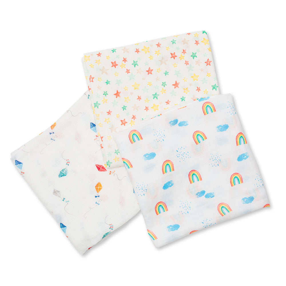 Lulujo 3-Pack Bamboo Muslin Swaddle Blankets