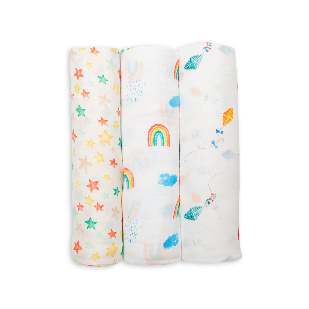 Lulujo 3-Pack Bamboo Muslin Swaddle Blankets