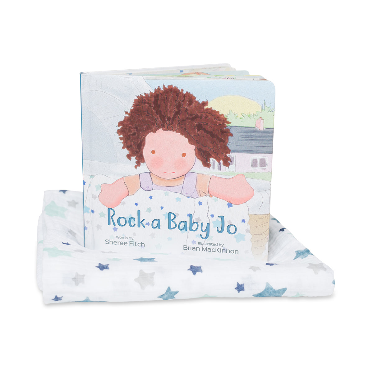 Lulujo Cotton Swaddle & Book Gift Set