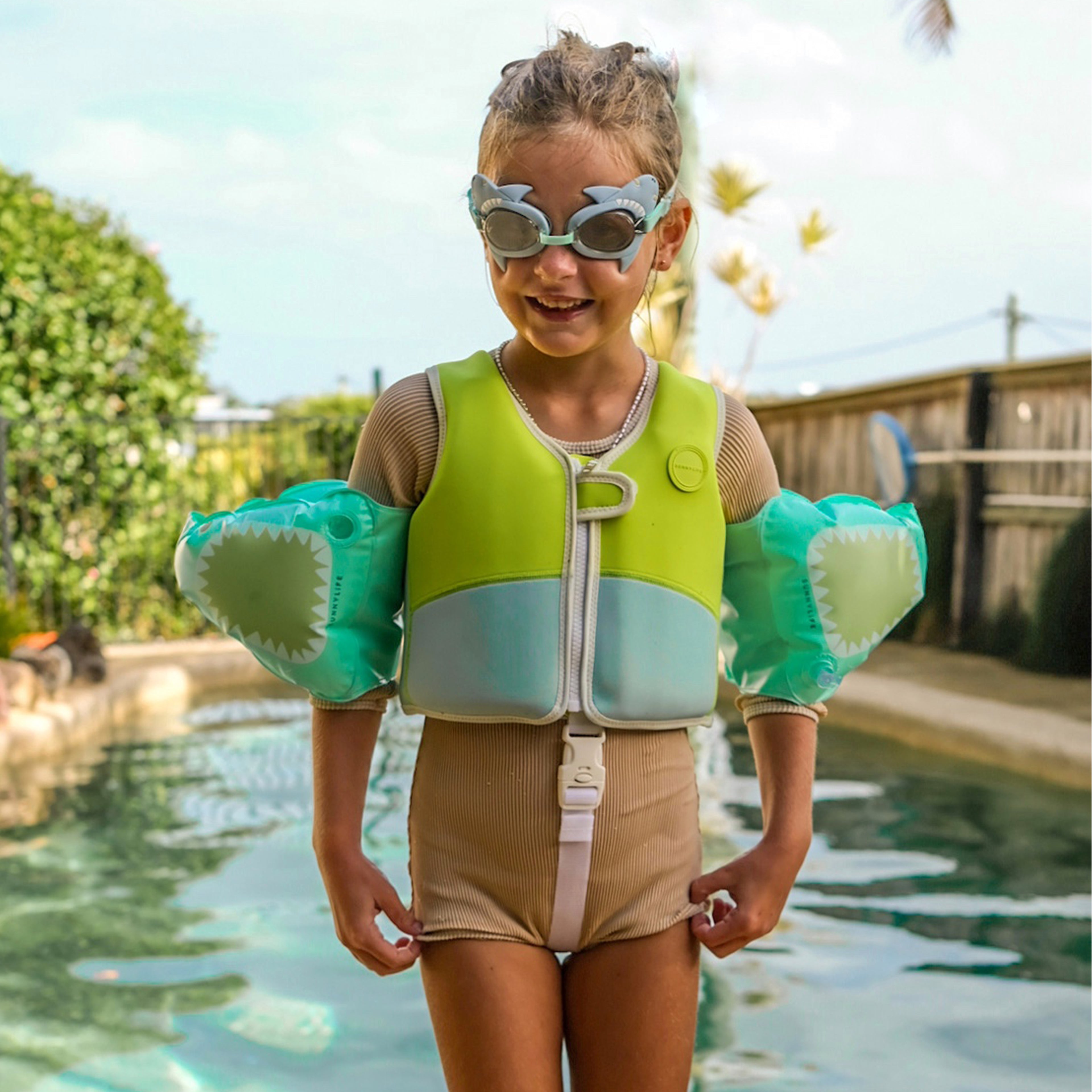 Sunnylife - Salty the Shark Mini Swim Goggles Aqua
