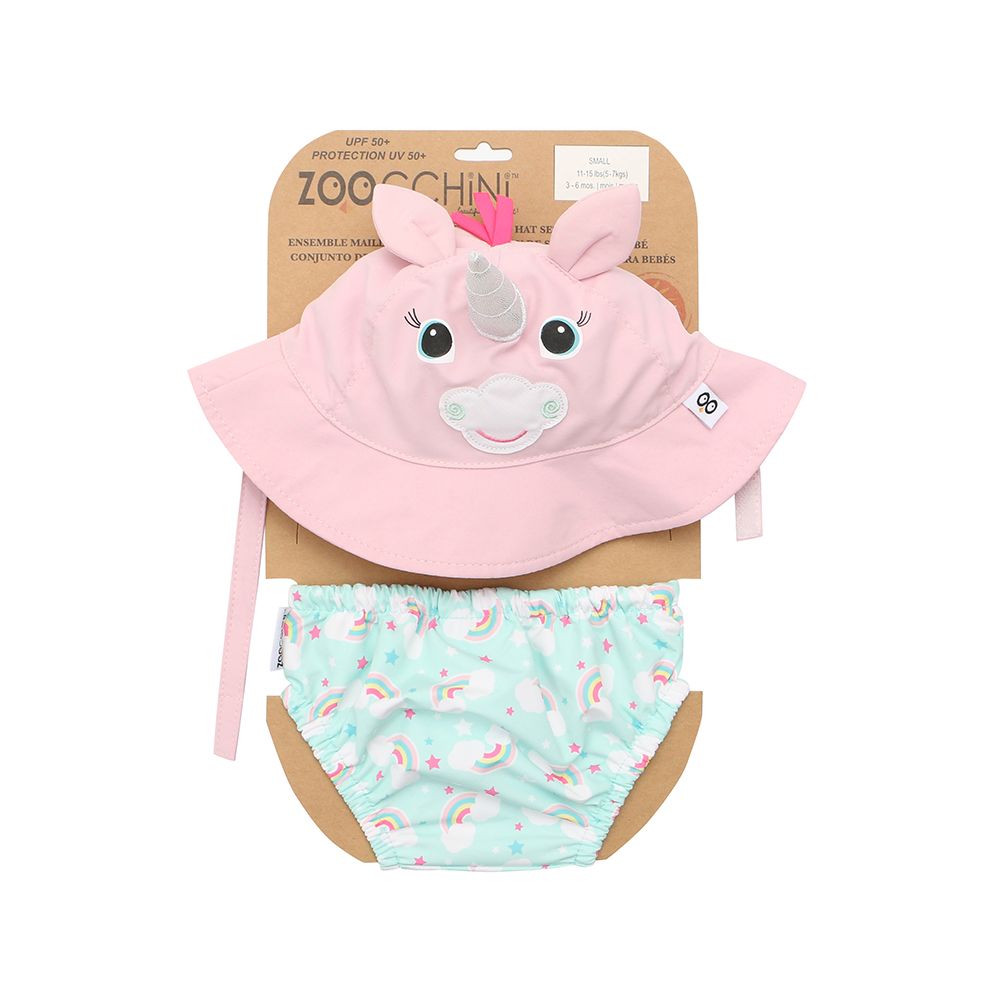 Zoocchini - Baby Swim Diaper & Sun Hat Set - M (6M-12M)