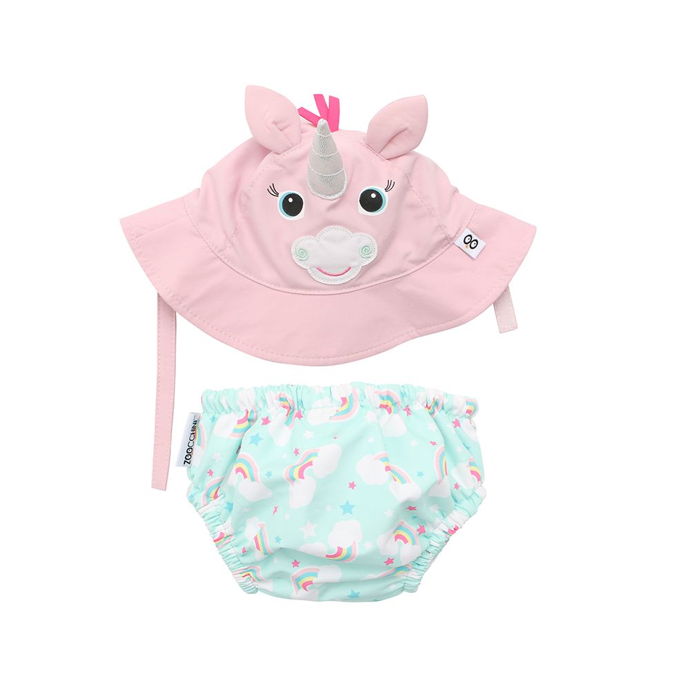 Zoocchini - Baby Swim Diaper & Sun Hat Set - M (6M-12M)