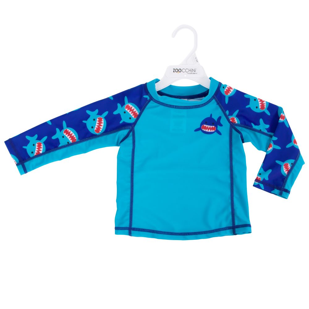 Zoocchini - Baby Rash Guard Long Sleeved Swim Top - Sherman the Shark