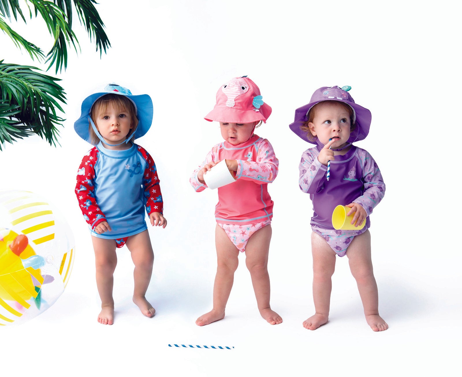 Zoocchini - Baby Swim Set – Rash Guard Top, Swim Diaper & Sun Hat - (12-24M)