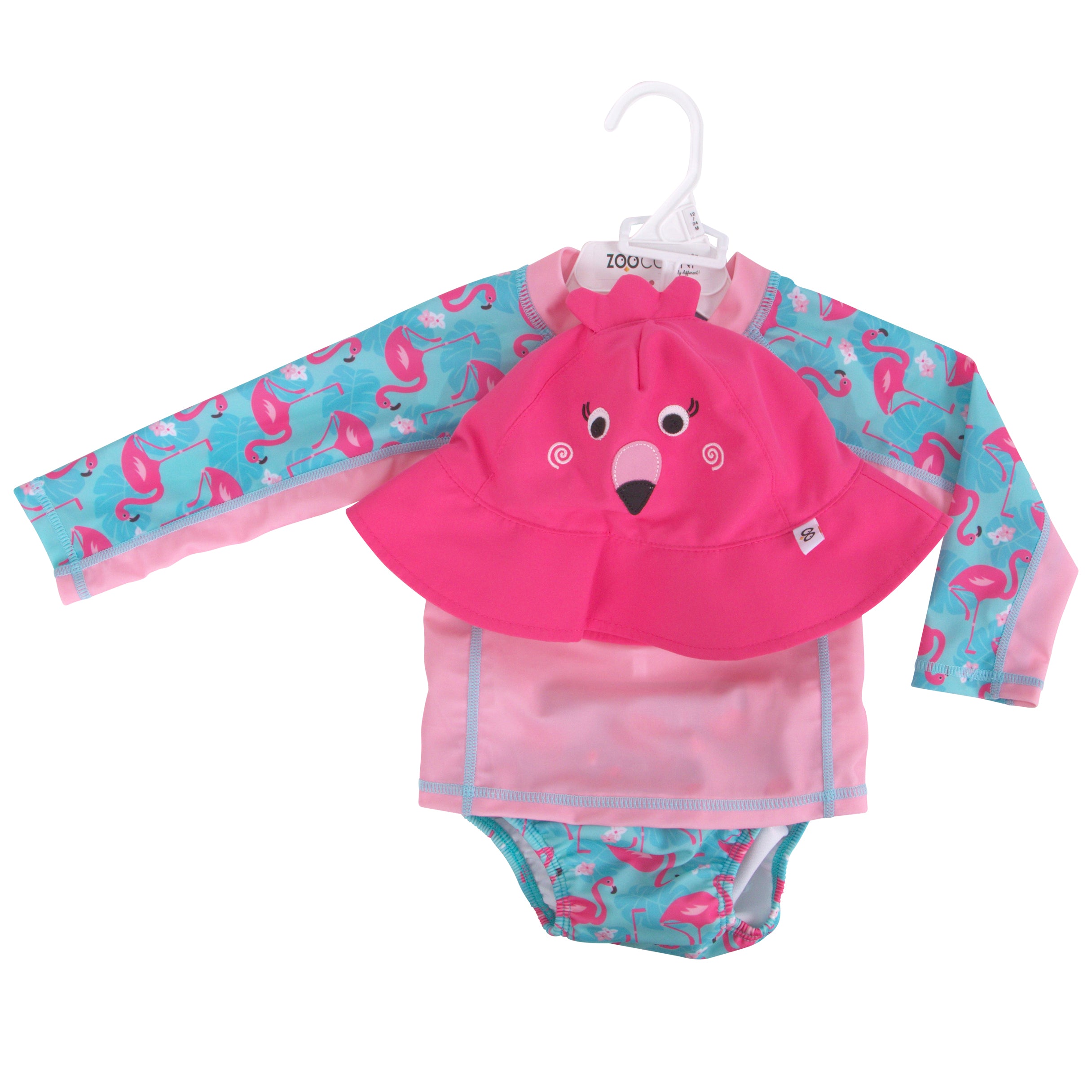 Zoocchini - Baby Swim Set – Rash Guard Top, Swim Diaper & Sun Hat - (12-24M)