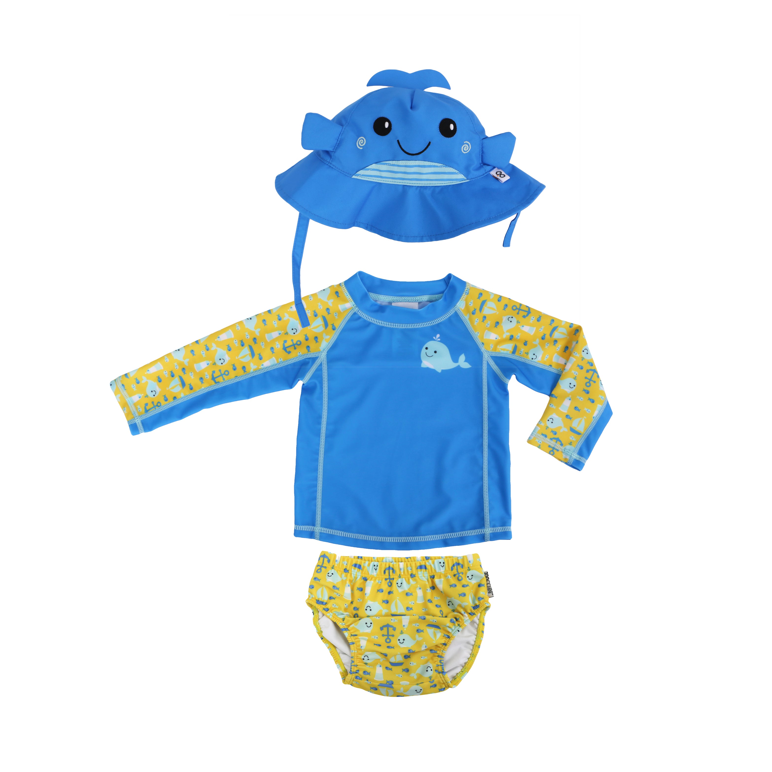 Zoocchini - Baby Swim Set – Rash Guard Top, Swim Diaper & Sun Hat - (12-24M)