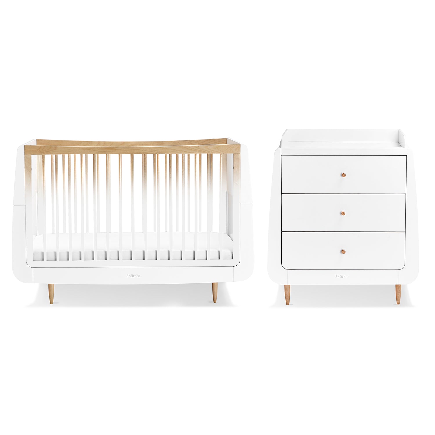 Snuz White Nursery Set SnuzKot + SnuzKot Changer Skandi - Pack of 2