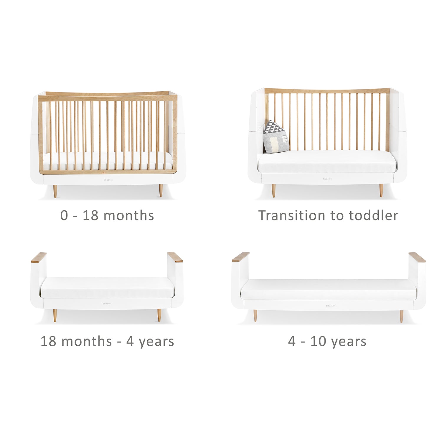 Snuz White Nursery Set SnuzKot + SnuzKot Changer Skandi - Pack of 2