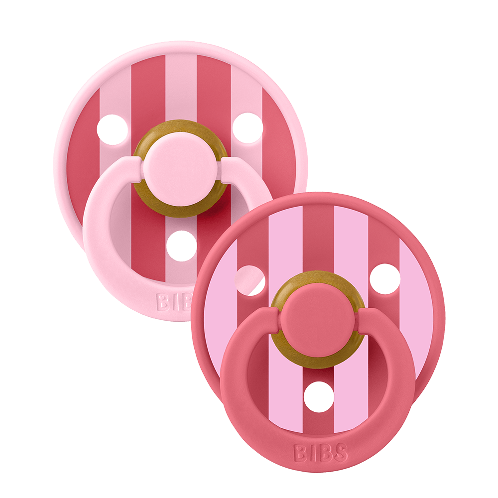 BIBS - Round Pacifier Studio Colour 2 Pack Block Latex Size 2