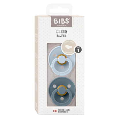 BIBS - Colour Latex Size 1 Anatomical Baby Blue/Petrol  (2-pack)