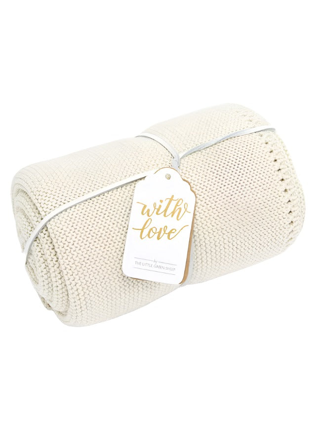 Snuz Organic Knitted Cellular Baby Blanket -Linen