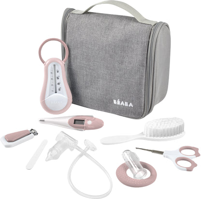 Beaba Hanging Toiletry Pouch With 9 Accessories, Multiple storage compartments to optimize accessory storage: elasticated storage compartments and 2 inner zip pockets, 1 outer pocket at the back. Now available online in UAE