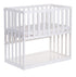 White Childhome Bedside Crib (50x90cm) with breathable mesh sides.