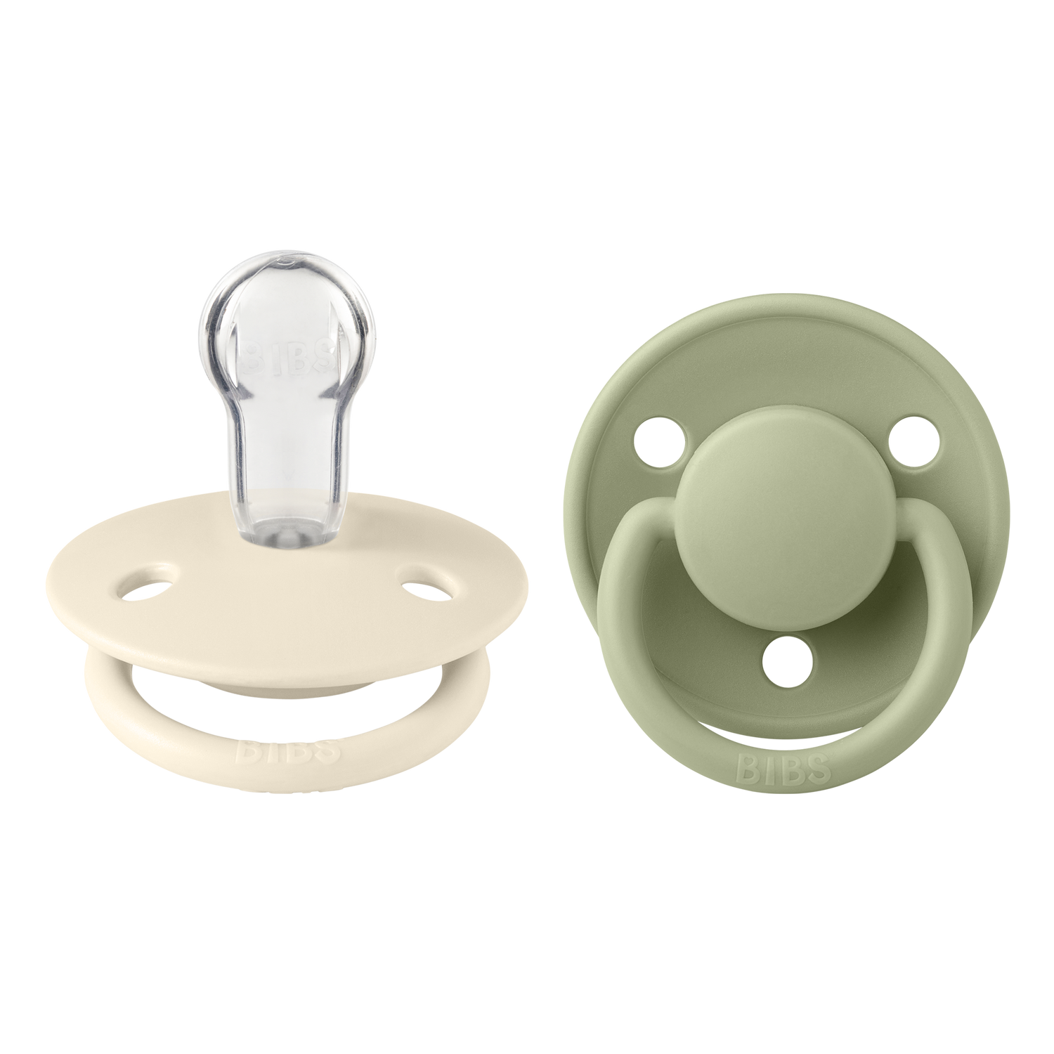 Bibs De Lux 2 Pack Silicone Onesize Ivory/Sage Color