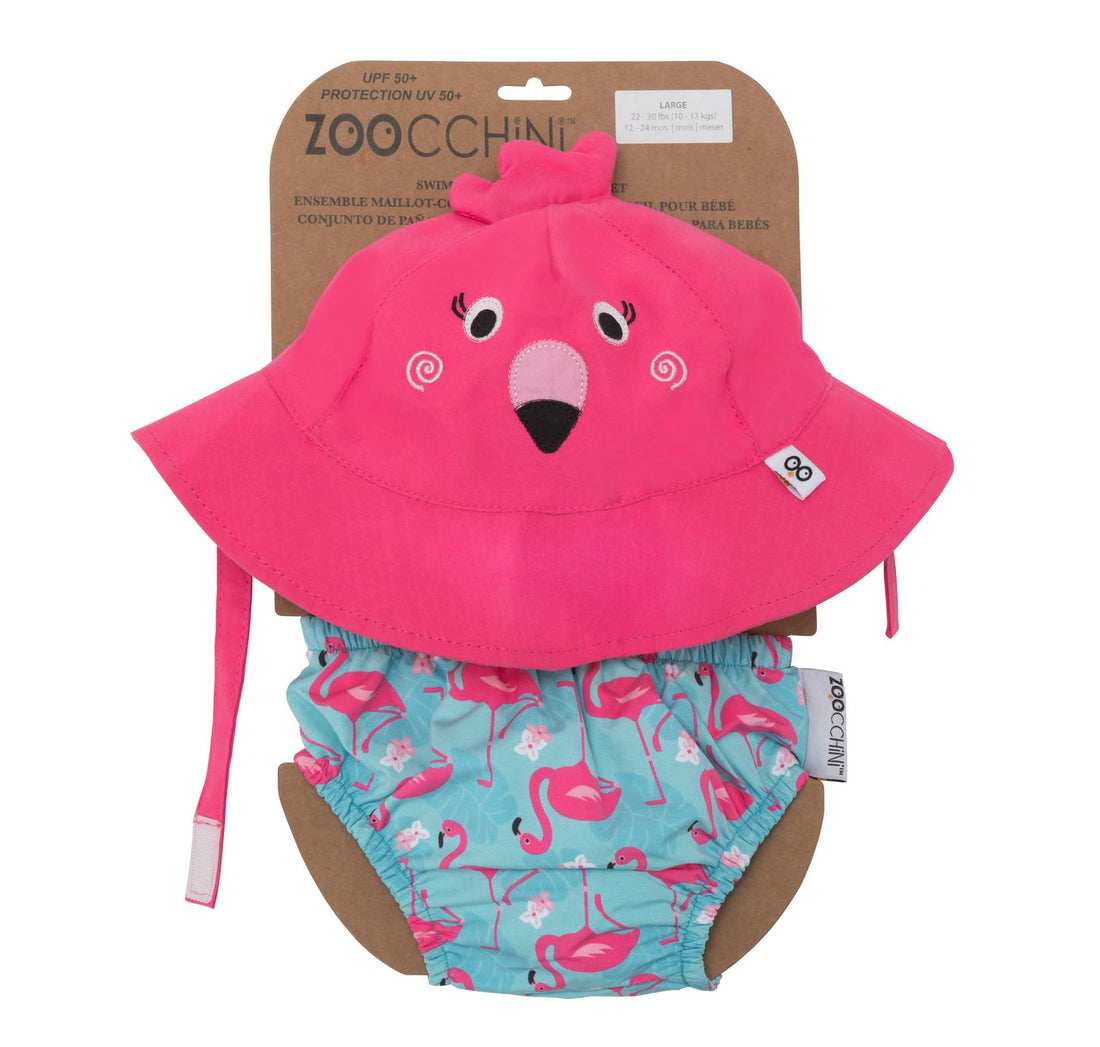 Zoocchini - Baby Swim Diaper &amp; Sun Hat Set - M (12M-24M)