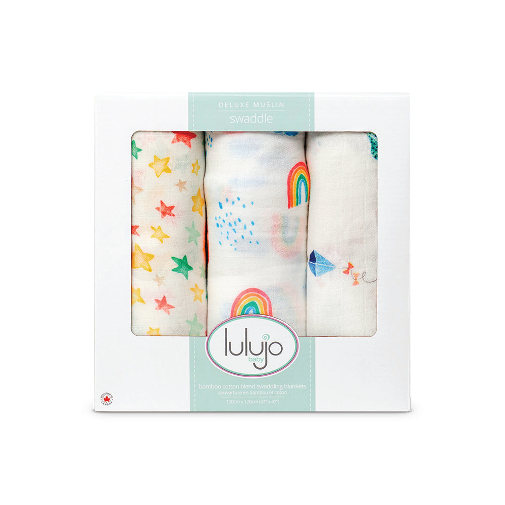 Lulujo 3-Pack Bamboo Muslin Swaddle Blankets