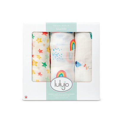 Lulujo 3-Pack Bamboo Muslin Swaddle Blankets