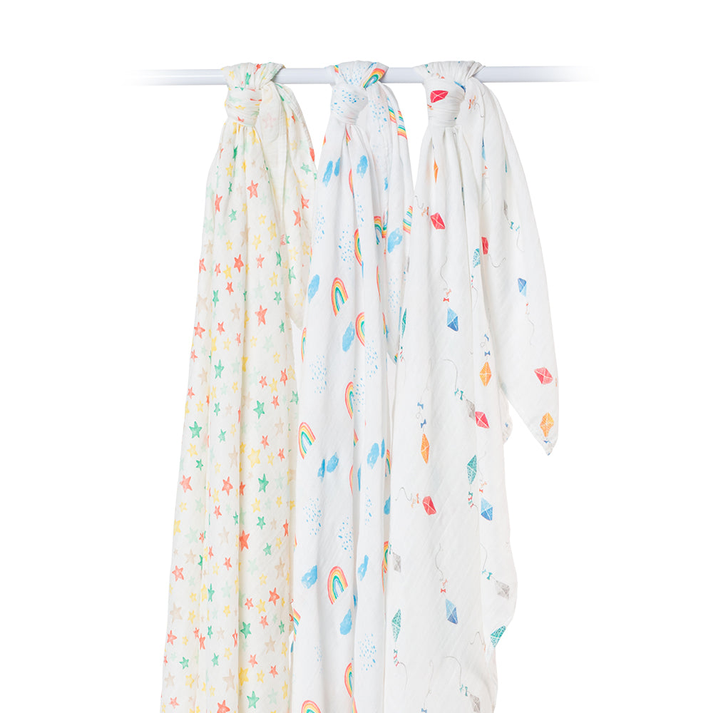 Lulujo 3-Pack Bamboo Muslin Swaddle Blankets