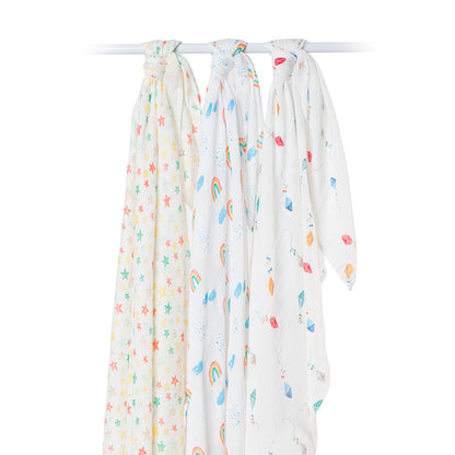 Lulujo 3-Pack Bamboo Muslin Swaddle Blankets
