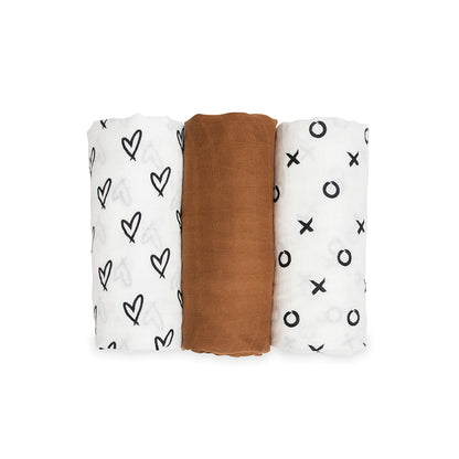 Lulujo 3-Pack Bamboo Muslin Swaddle Blankets