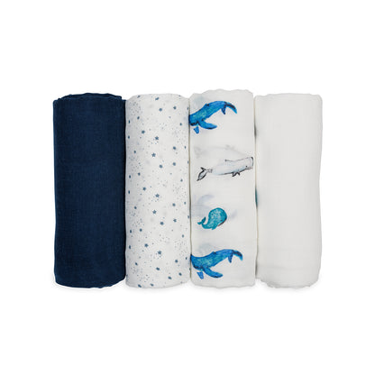 Lulujo 4-Pack Bamboo Muslin Swaddle Blankets