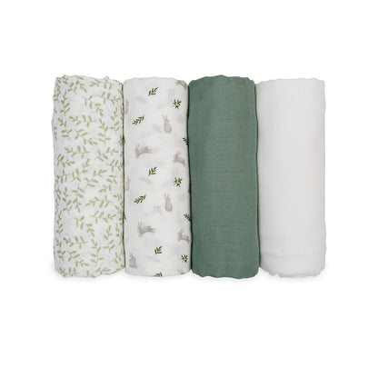 Lulujo 4-Pack Bamboo Muslin Swaddle Blankets