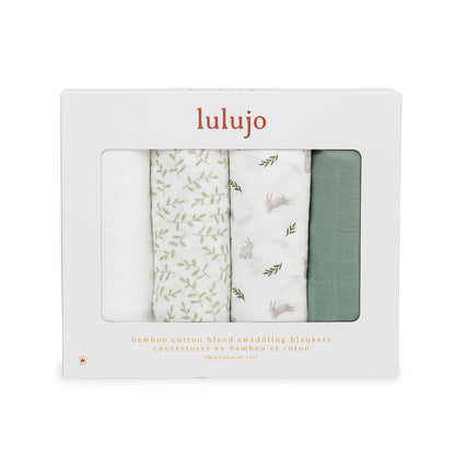 Lulujo 4-Pack Bamboo Muslin Swaddle Blankets