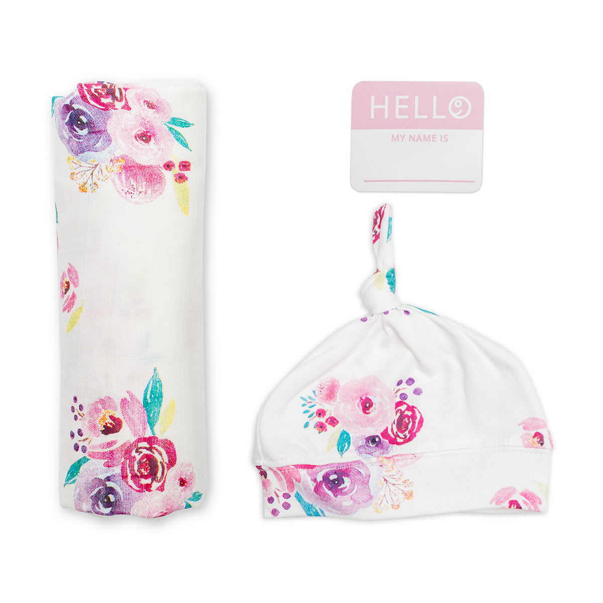 Lulujo Hello World Set (Bamboo Hat + Swaddle blanket)