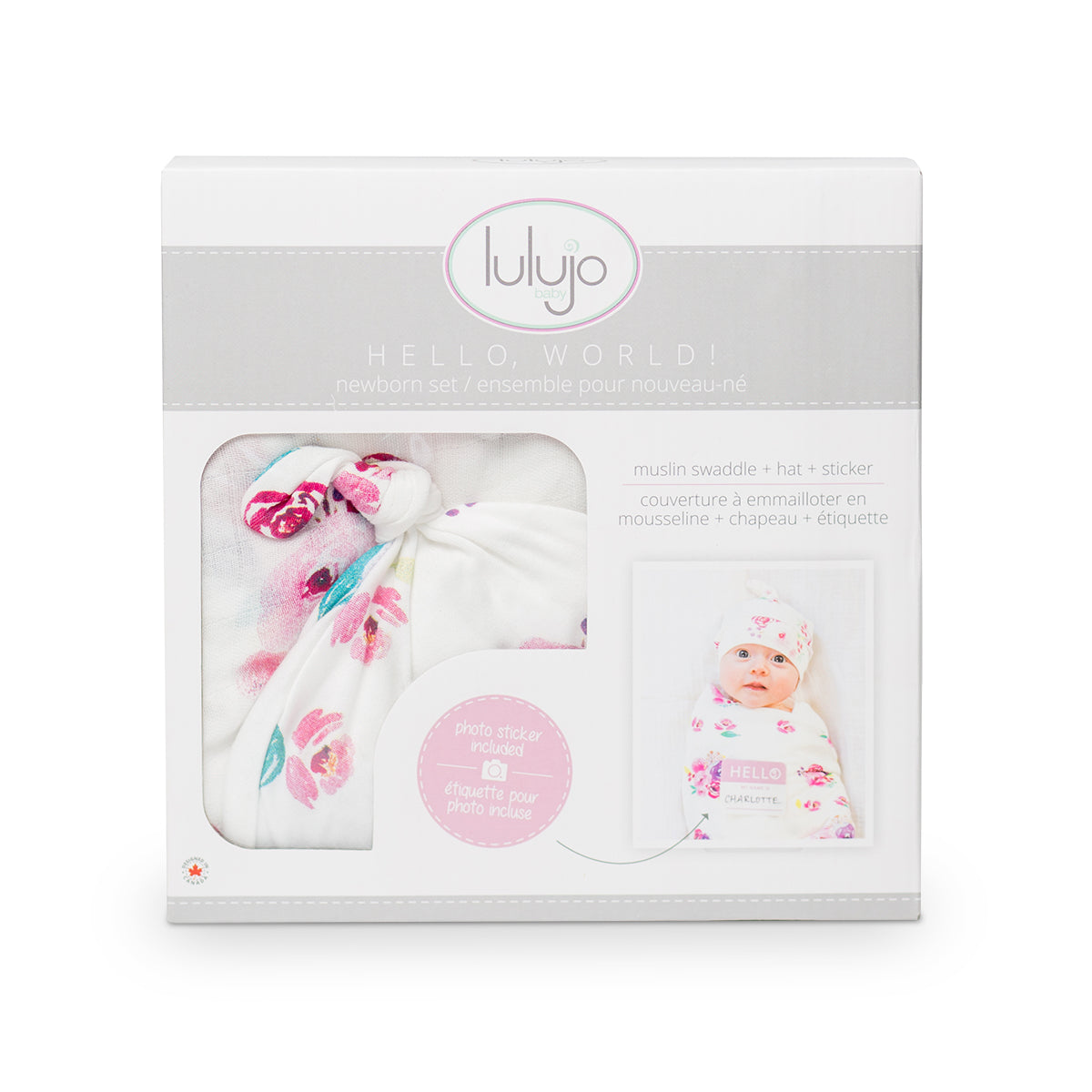 Lulujo Hello World Set (Bamboo Hat + Swaddle blanket)