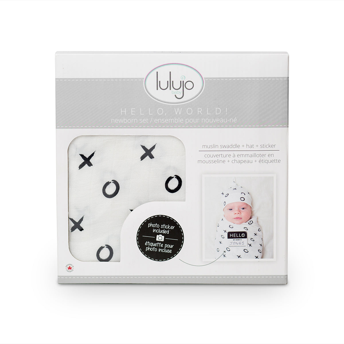 Lulujo Hello World Set (Bamboo Hat + Swaddle blanket)