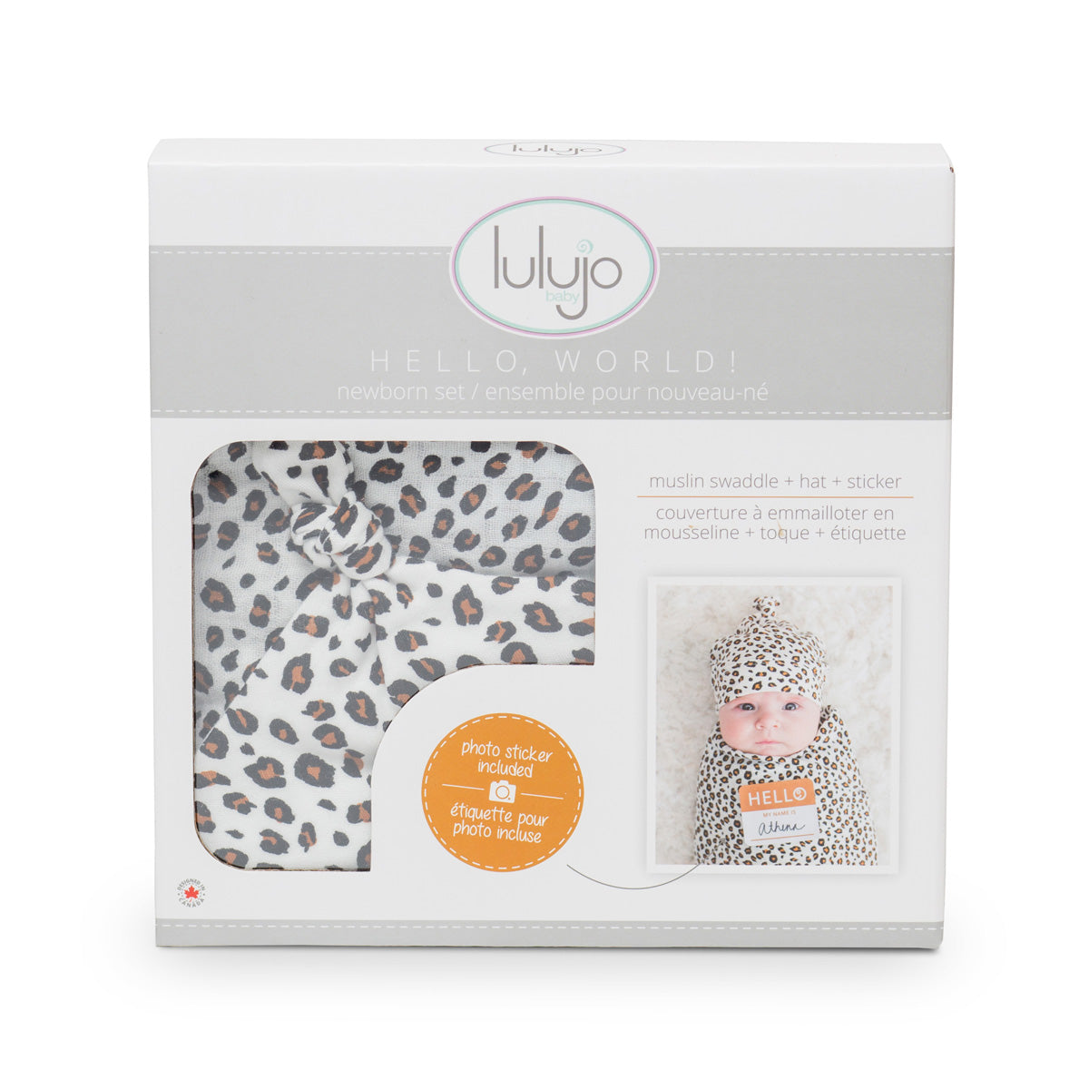 Lulujo Hello World Set (Bamboo Hat + Swaddle blanket)