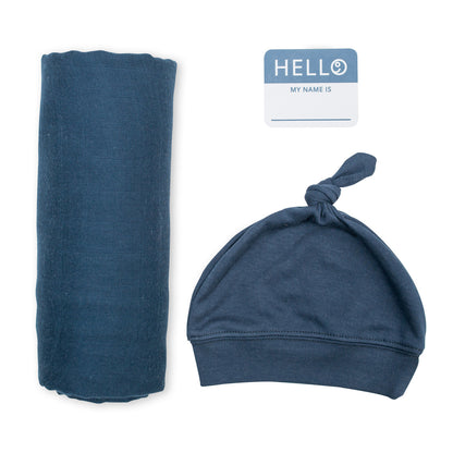 Lulujo Hello World Set (Bamboo Hat + Swaddle blanket)