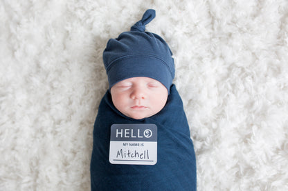 Lulujo Hello World Set (Bamboo Hat + Swaddle blanket)