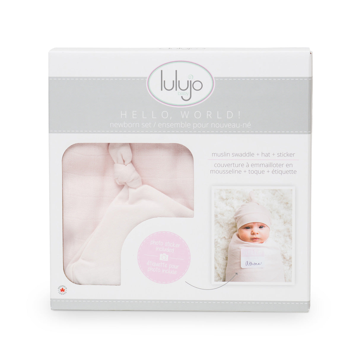 Lulujo Hello World Set (Bamboo Hat + Swaddle blanket)