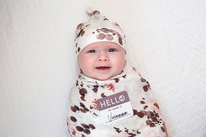 Lulujo Hello World Set (Bamboo Hat + Swaddle blanket)