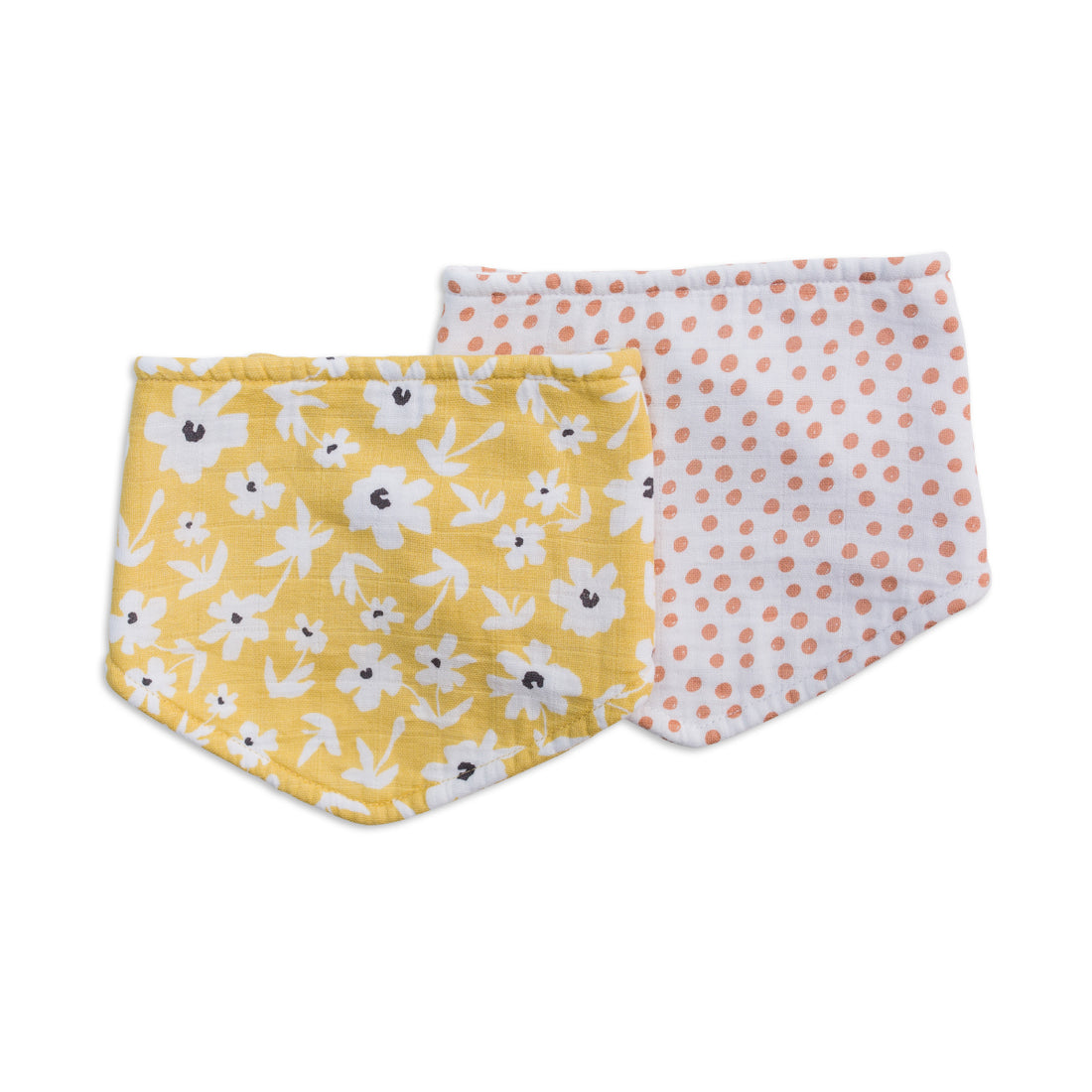 Lulujo Bandana Bibs (2-Pack) - Yellow Wildflowers / Dots