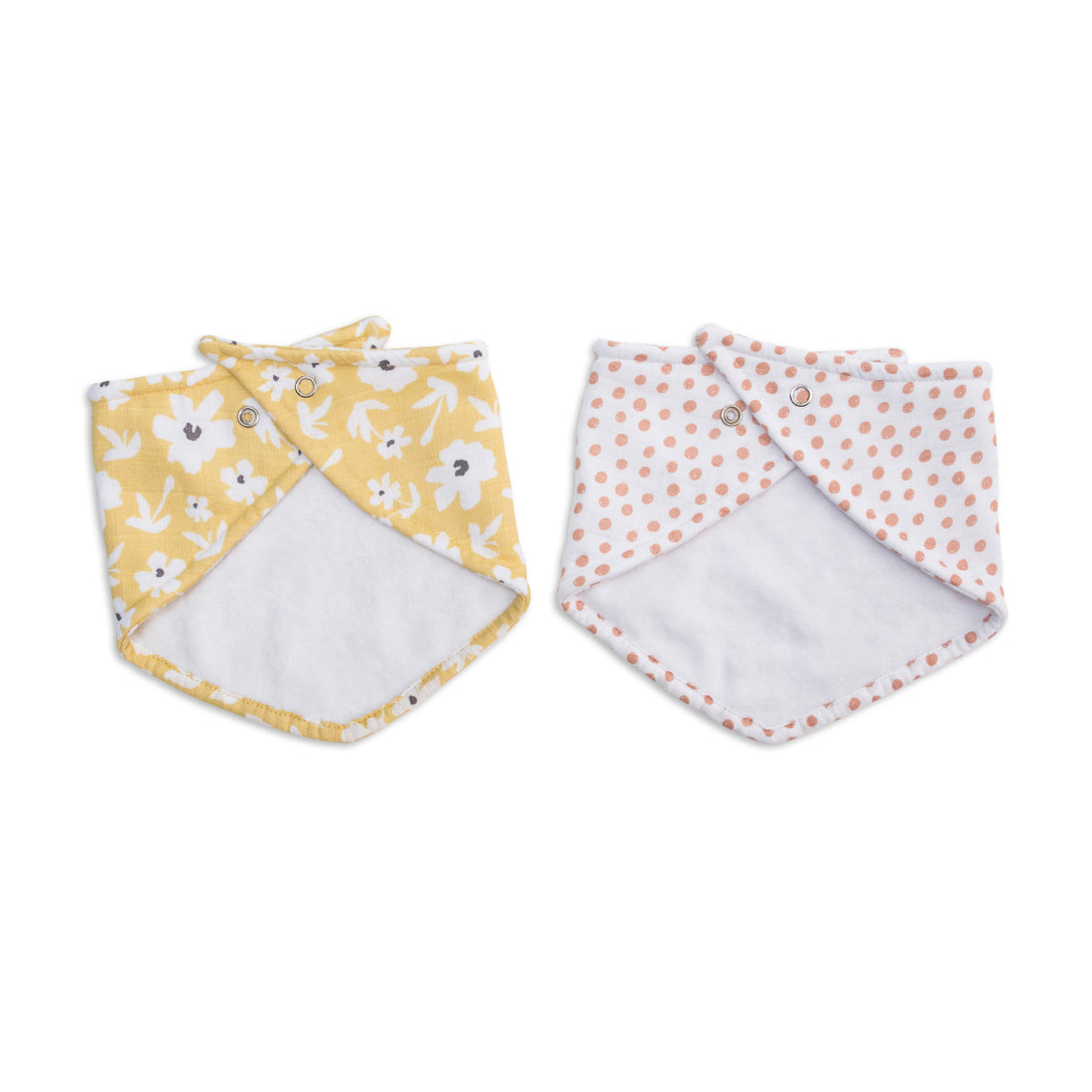 Lulujo Bandana Bibs (2-Pack) - Yellow Wildflowers / Dots