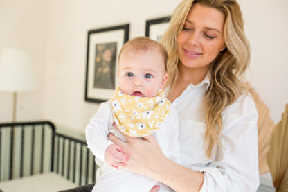 Lulujo Bandana Bibs (2-Pack) - Yellow Wildflowers / Dots