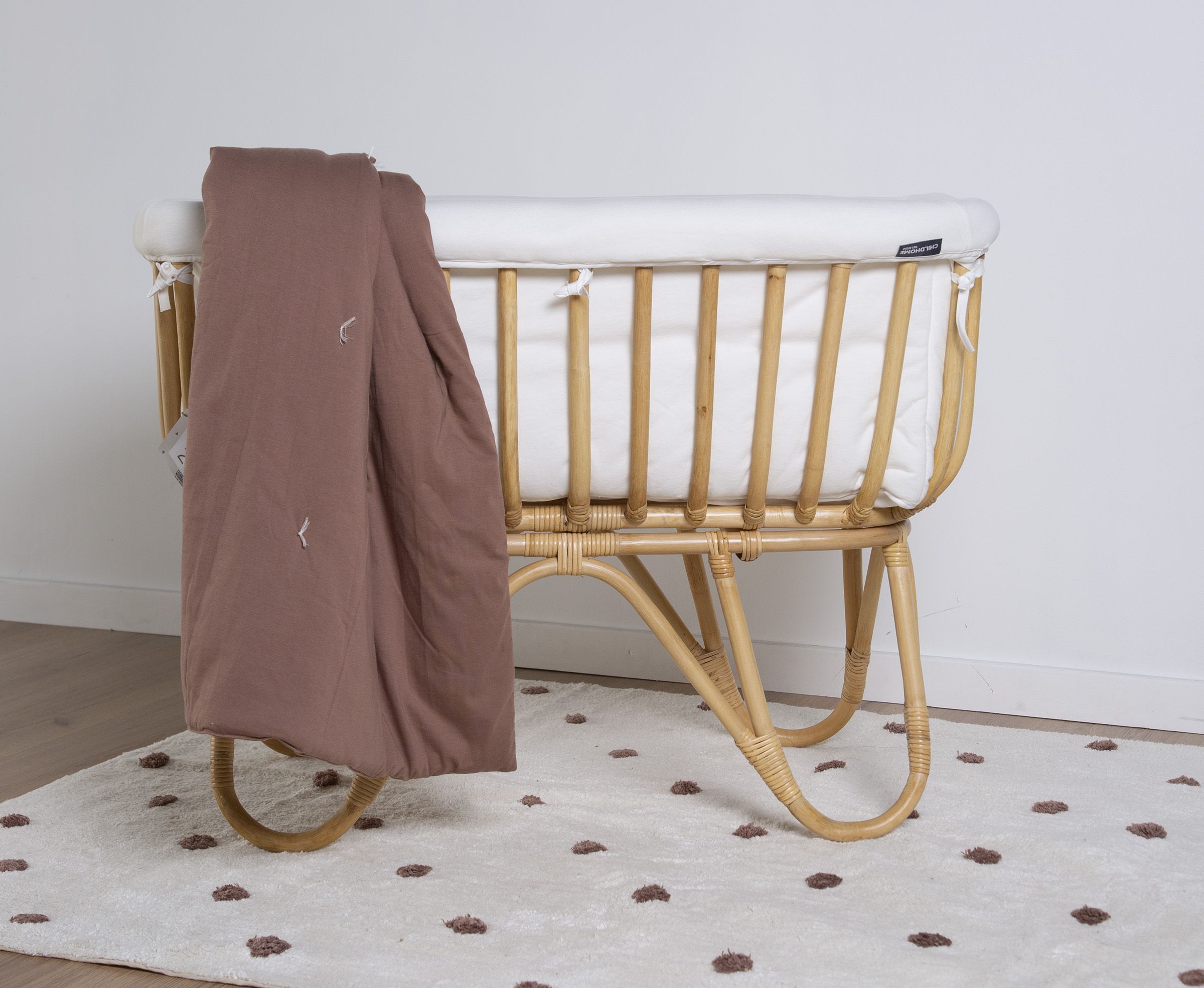 Childhome Rattan Cradle 80x40 + Mattress + Cover Off White