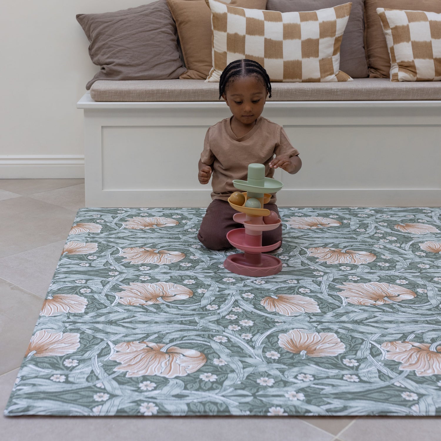 Totter &amp; Tumble - Pimpernel Wooded Dell &amp; Bachelors Button Brick Dust Playmat - Large