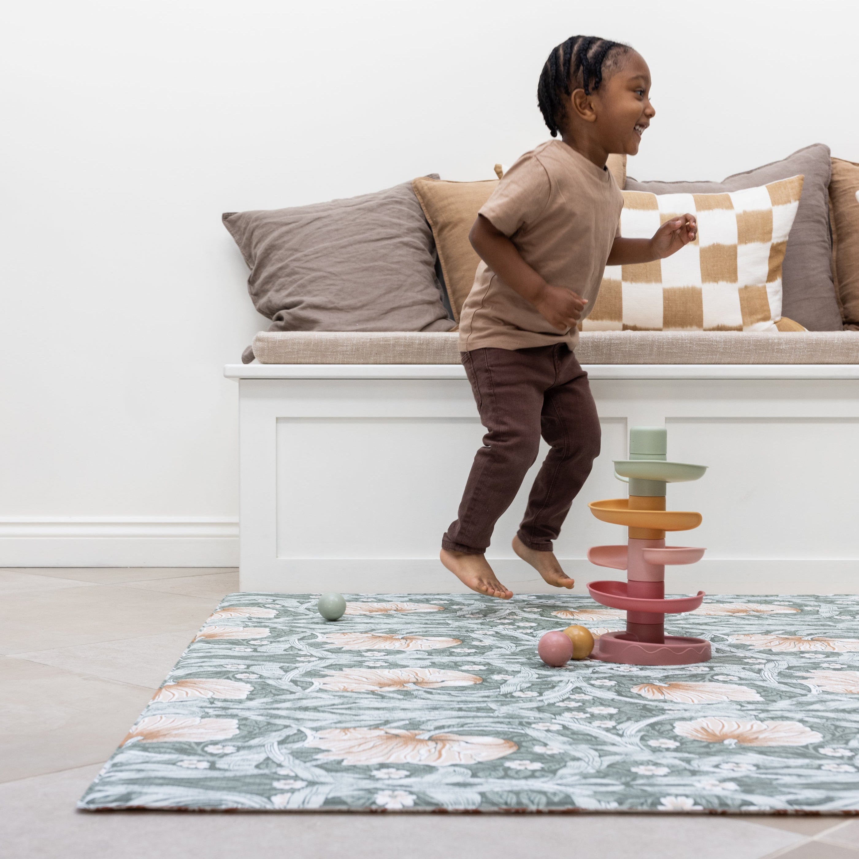 Totter &amp; Tumble - Pimpernel Wooded Dell &amp; Bachelors Button Brick Dust Playmat - Large