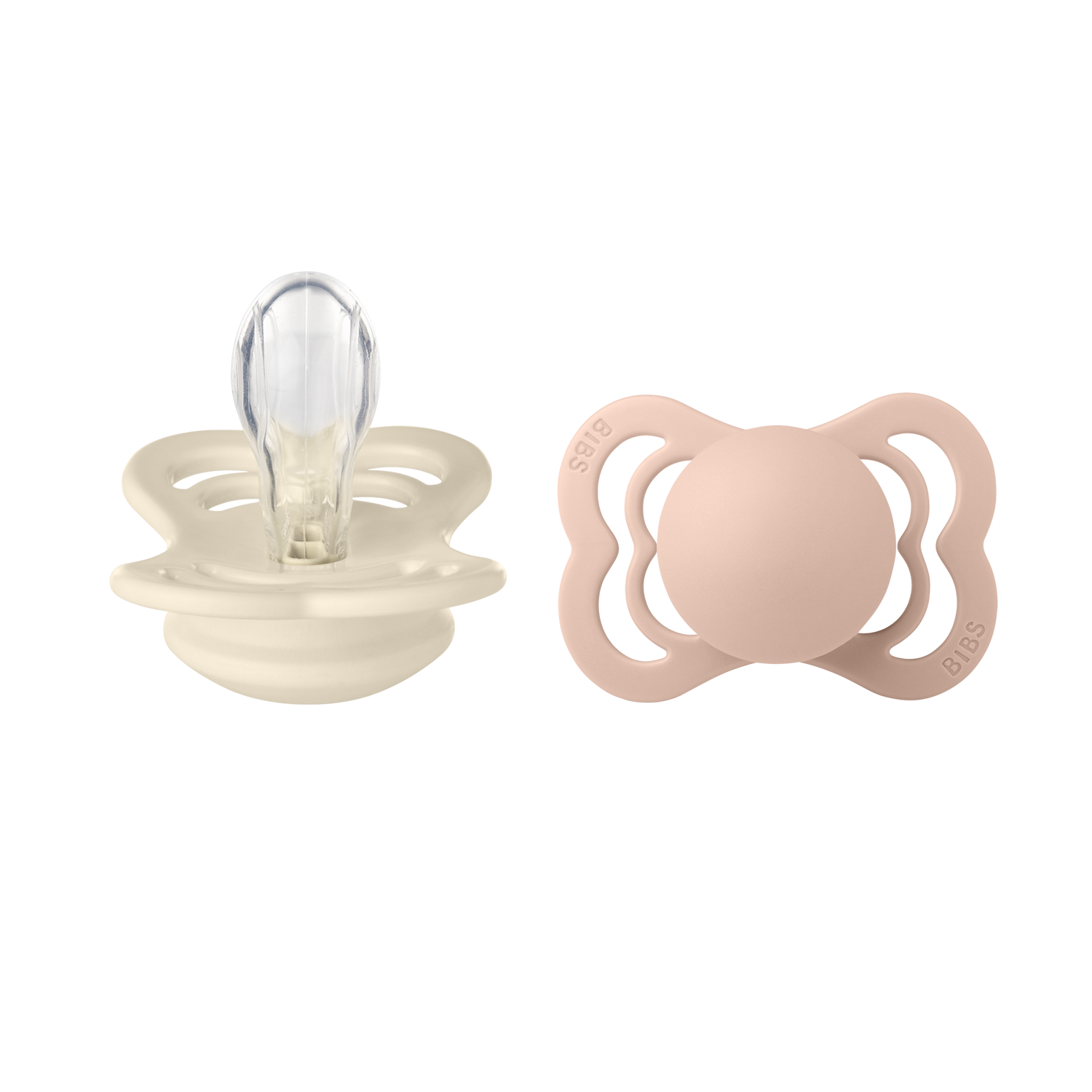 Bibs Supreme 2 Pack Silicone S1 Ivory/Blush Color