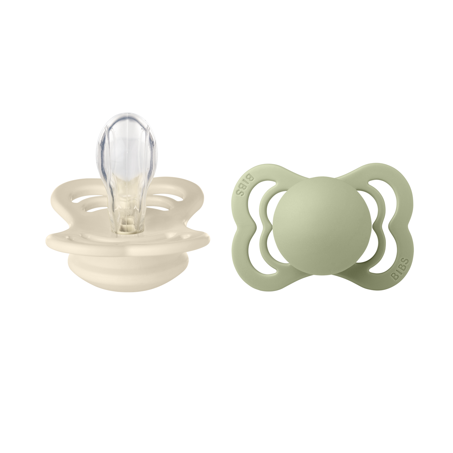 Bibs Supreme 2 Pack Silicone S1 Ivory/Sage Color