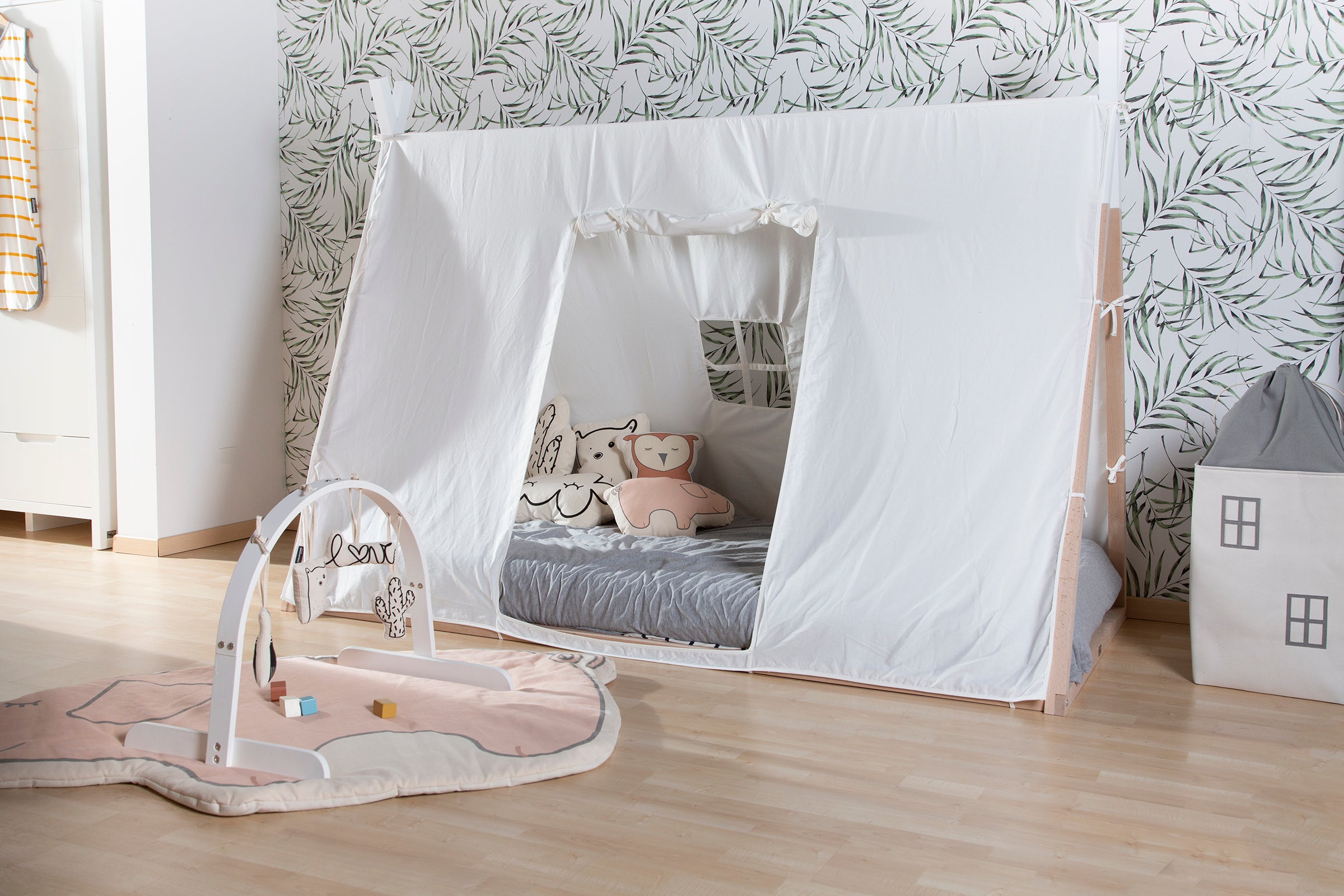 Shop Childhome Toy Box House Grey Off White Color available online in UAE
