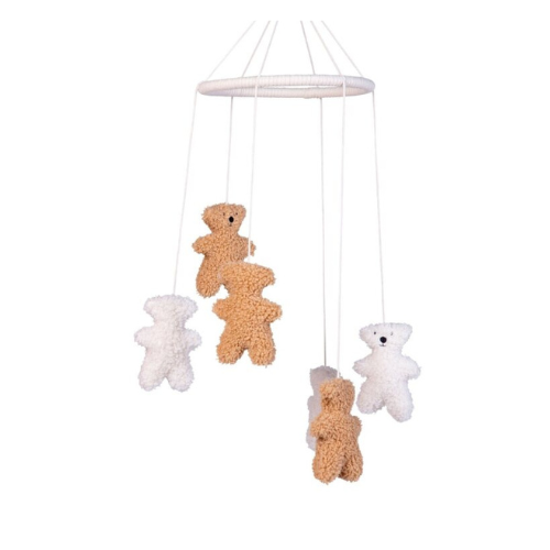 Childhome Baby Mobile with 6 Plush Teddy Bears (brown and ecru)