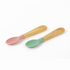 Citron Organic Bamboo Spoons Set of 2 Green/Blush Pink Color