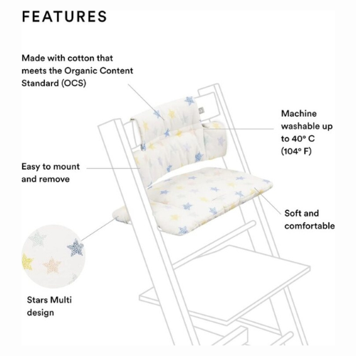 Stokke Tripp Trapp Classic Cushion, adding comfort and style to a Tripp Trapp high chair.