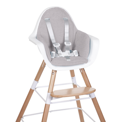 Childhome Evolu 2 Highchair with the Childhome Evolu 2 Cushion attached, showcasing a full set.