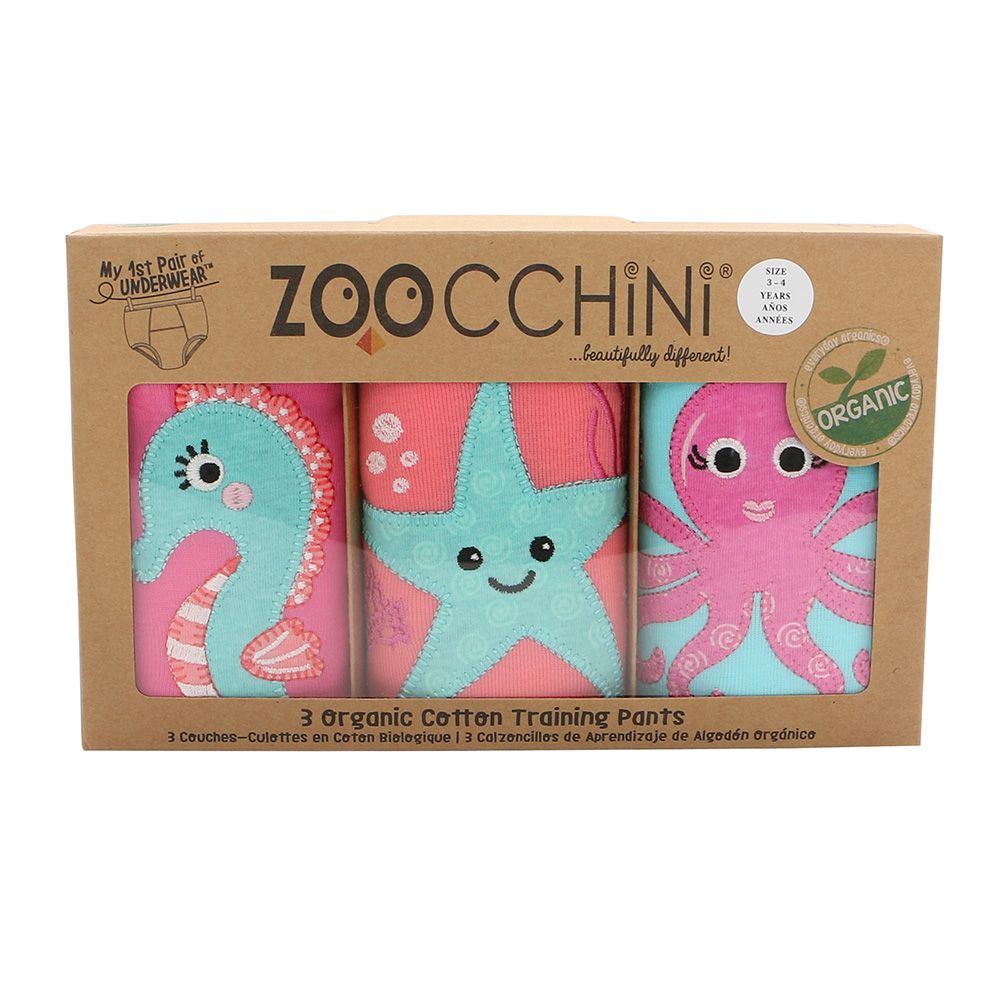 Zoocchini - 3 Piece Organic Potty Training Pants Set - Girls - 3T/4T
